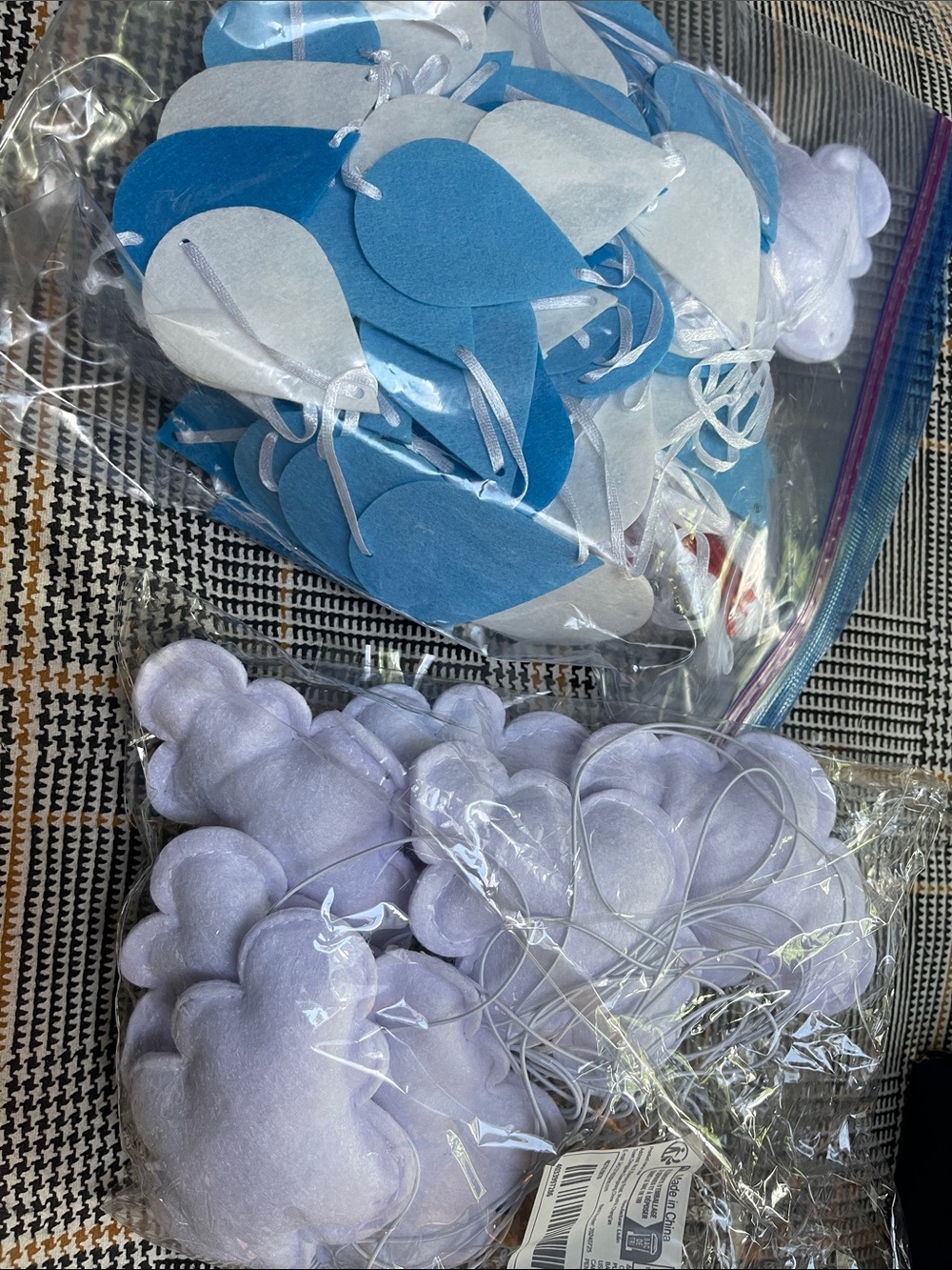 Party Felt Cloud and Raindrops Garland String